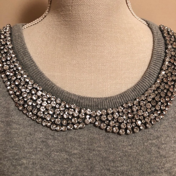 M//Ellie short sleeve sweater NWT rhinestone beaded neckline - Picture 1 of 10